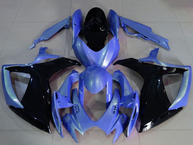 Mejores Carenados Moto Suzuki GSXR 600 / GSXR 750 2006-2007 - Azul Claro Negro Brillante
