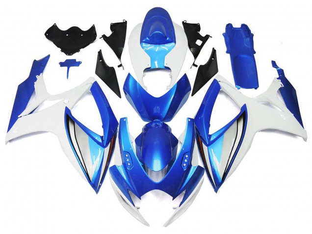 Mejores Carenados Moto Suzuki GSXR 600 / GSXR 750 2006-2007 - Blanco Azul OEM Estilo