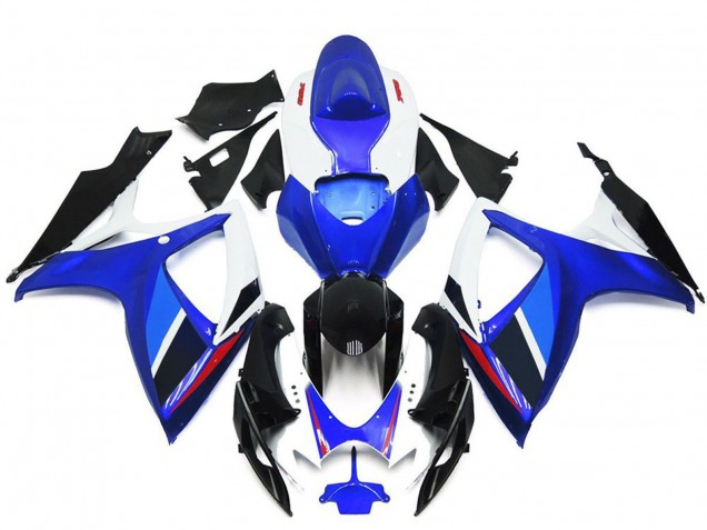 Mejores Carenados Moto Suzuki GSXR 600 / GSXR 750 2006-2007 - Azul Blanco Rojo Negro Brillante OEM Estilo