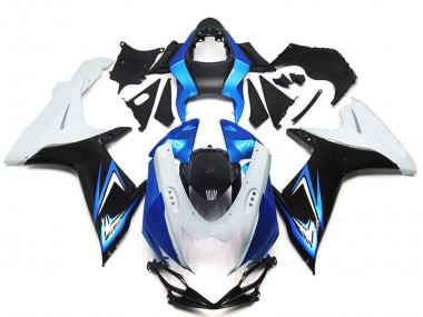 Mejores Carenados Moto Suzuki GSXR 600 / GSXR 750 2011-2024 - Blanco Azul Claro Negro Brillante