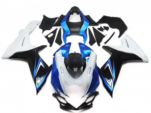 Mejores Carenados Moto Suzuki GSXR 600 / GSXR 750 2011-2024 - Blanco Azul Claro Negro Brillante
