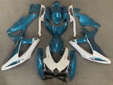Mejores Carenados Moto Suzuki GSXR 600 / GSXR 750 2008-2010 - Blanco Azul Claro OEM Estilo