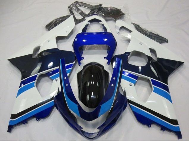 Mejores Carenados Moto Suzuki GSXR 600 / GSXR 750 2004-2005 - Blanco Azul Negro Brillante