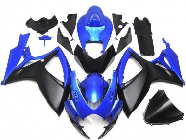 Mejores Carenados Moto Suzuki GSXR 600 / GSXR 750 2006-2007 - Azul Negro Mate OEM Estilo