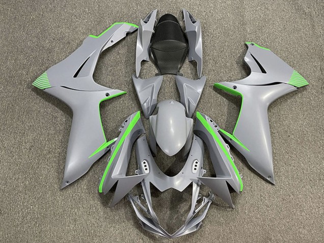 Mejores Carenados Moto Suzuki GSXR 600 / GSXR 750 2011-2024 - Nardo Gris Mate Verde Accents