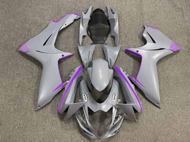 Mejores Carenados Moto Suzuki GSXR 600 / GSXR 750 2011-2024 - Nardo Gris Mate Púrpura Accents