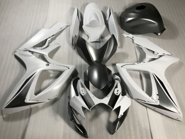 Mejores Carenados Moto Suzuki GSXR 600 / GSXR 750 2006-2007 - Blanco Gris Negro Mate