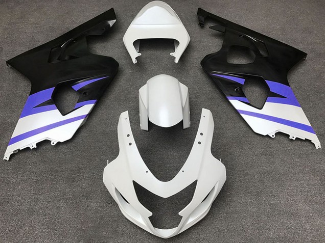 Mejores Carenados Moto Suzuki GSXR 600 / GSXR 750 2004-2005 - Blanco Azul Negro Mate
