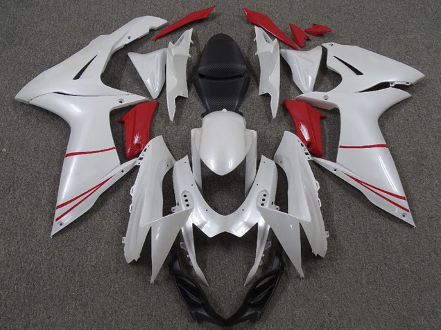 Mejores Carenados Moto Suzuki GSXR 600 / GSXR 750 2011-2024 - Blanco Perla Rojo