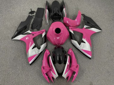 Mejores Carenados Moto Suzuki GSXR 600 / GSXR 750 2006-2007 - Rosa Plata Negro Brillante