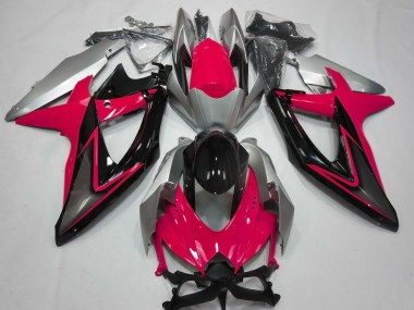 Mejores Carenados Moto Suzuki GSXR 600 / GSXR 750 2008-2010 - Plata Rojo Negro Brillante