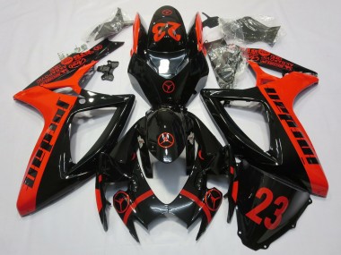 Mejores Carenados Moto Suzuki GSXR 600 / GSXR 750 2006-2007 - Rojo Negro Brillante Jordan 23