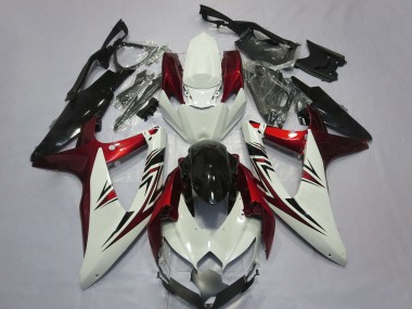 Mejores Carenados Moto Suzuki GSXR 600 / GSXR 750 2008-2010 - Blanco Rojo Negro Brillante