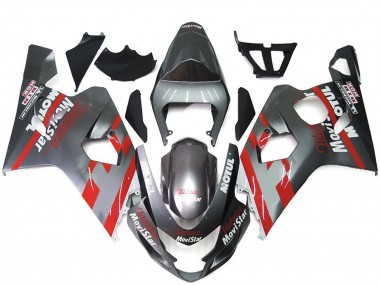 Mejores Carenados Moto Suzuki GSXR 600 / GSXR 750 2004-2005 - Plata Rojo MoviStar