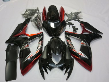 Mejores Carenados Moto Suzuki GSXR 600 / GSXR 750 2006-2007 - Rojo Negro Brillante