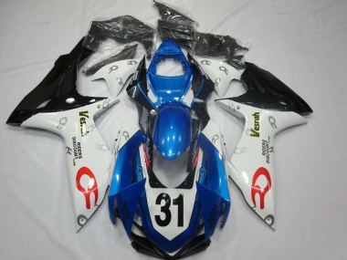 Mejores Carenados Moto Suzuki GSXR 600 / GSXR 750 2011-2024 - Blanco Azul Negro Brillante Vesrah 31
