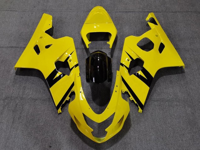 Mejores Carenados Moto Suzuki GSXR 600 / GSXR 750 2004-2005 - Amarillo Negro Brillante OEM Estilo