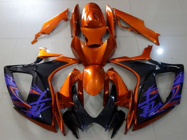 Mejores Carenados Moto Suzuki GSXR 600 / GSXR 750 2006-2007 - Naranja Negro Brillante Azul