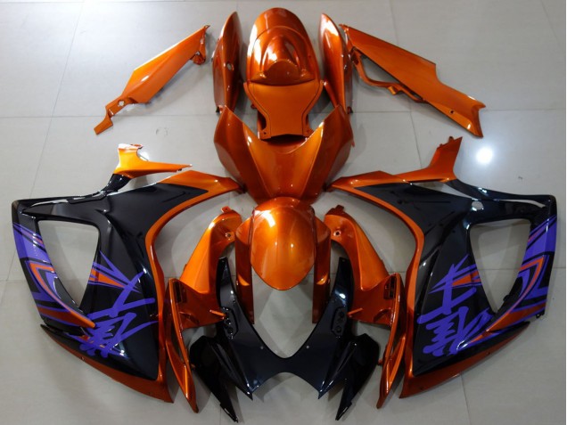 Mejores Carenados Moto Suzuki GSXR 600 / GSXR 750 2006-2007 - Naranja Negro Brillante Azul