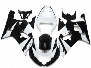 Mejores Carenados Moto Suzuki GSXR 600 / GSXR 750 2001-2003 - Blanco Negro Brillante OEM Estilo