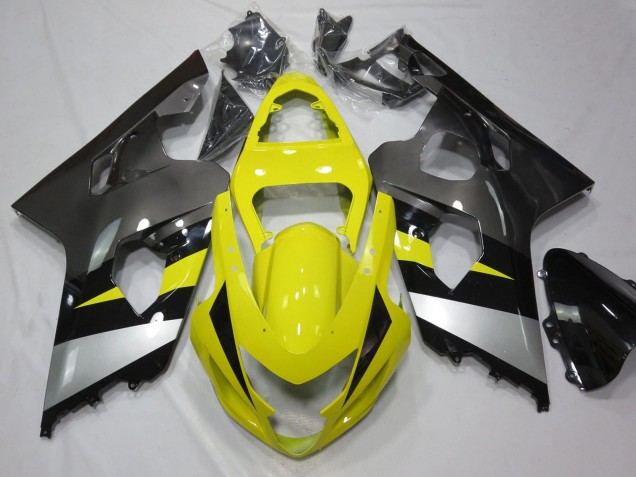 Mejores Carenados Moto Suzuki GSXR 600 / GSXR 750 2004-2005 - Amarillo Plata Gris Negro
