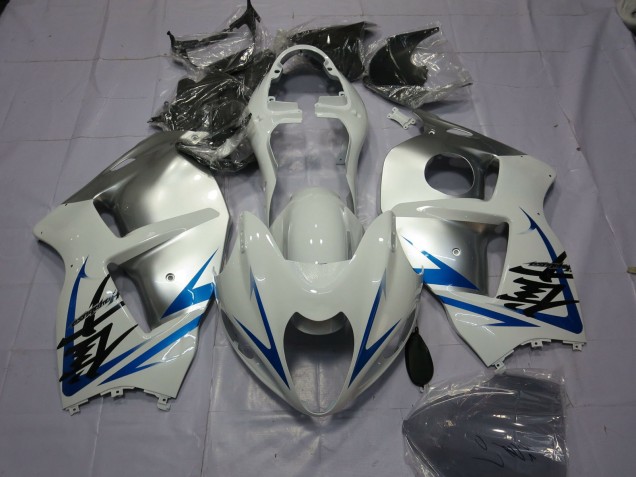 Mejores Carenados Moto Suzuki GSXR 1300 1996-2007 - Blanco Plata Azul