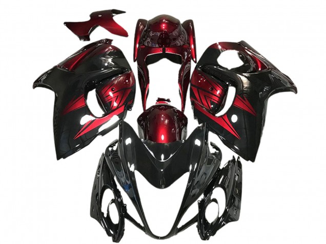 Mejores Carenados Moto Suzuki GSXR 1300 2008-2020 - Negro Brillante Rojo Profundo