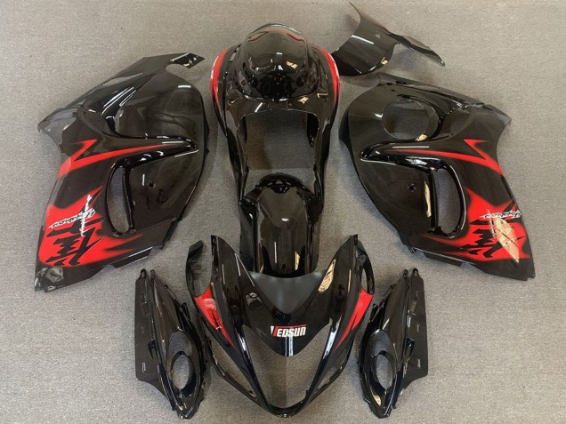 Mejores Carenados Moto Suzuki GSXR 1300 2008-2020 - Negro Brillante Rojo Logo
