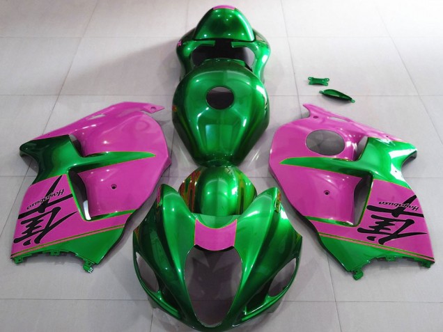 Mejores Carenados Moto Suzuki GSXR 1300 1996-2007 - Verde Brillante Rosa