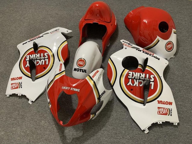 Mejores Carenados Moto Suzuki GSXR 1300 1996-2007 - Blanco Rojo Lucky Strike