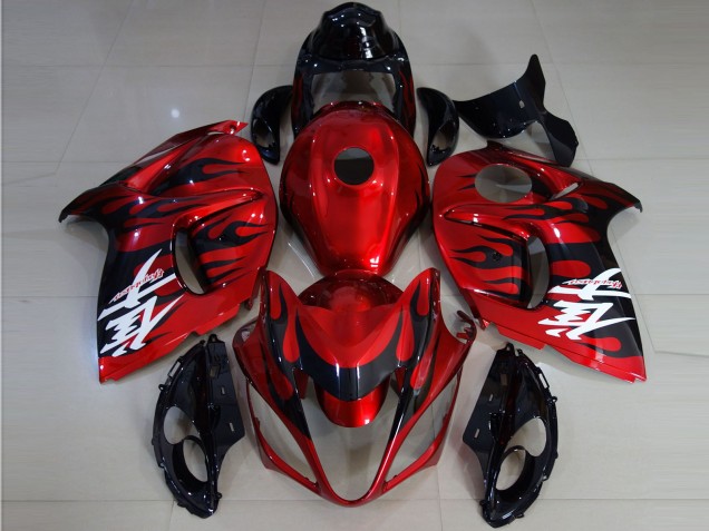Mejores Carenados Moto Suzuki GSXR 1300 2008-2020 - Rojo Negro Llama