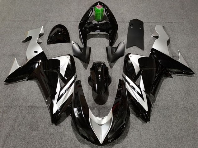 Mejores Carenados Moto Kawasaki ZX10R 2006-2007 - Negro Brillante Plata