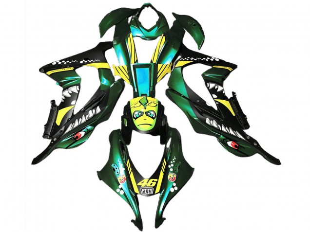 Mejores Carenados Moto Kawasaki ZX10R 2016-2020 - Verde Bosque Amarillo Tiburón 46