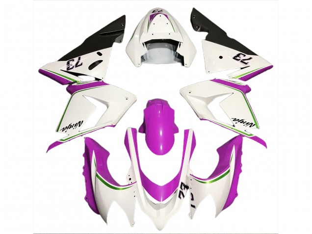 Mejores Carenados Moto Kawasaki ZX10R 2004-2005 - Blanco Brillante Rosa