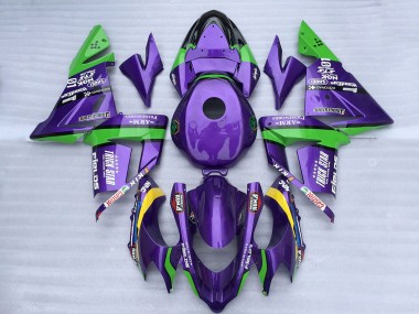Mejores Carenados Moto Kawasaki ZX10R 2004-2005 - Verde Púrpura Trick Star