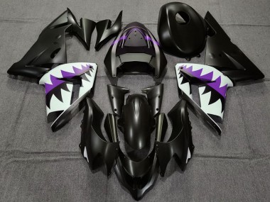 Mejores Carenados Moto Kawasaki ZX10R 2004-2005 - Negro Mate Púrpura Tiburón