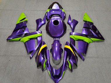 Mejores Carenados Moto Kawasaki ZX10R 2004-2005 - Púrpura Verde Amarillo