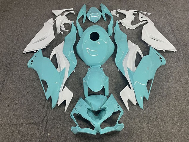 Mejores Carenados Moto Kawasaki ZX6R 2019-2022 - Blanco Aqua Azul