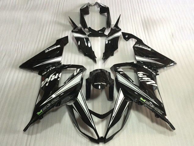 Mejores Carenados Moto Kawasaki ZX6R 2013-2018 - Negro Brillante Blanco