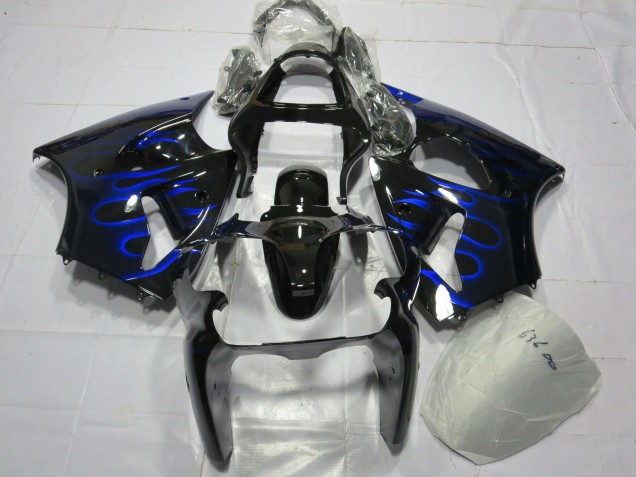 Mejores Carenado Moto Kawasaki ZX6R 2000-2002 - Negro Brillante Azul Llama
