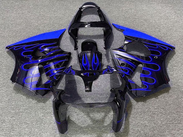 Mejores Carenados Moto Kawasaki ZX6R 2000-2002 - Negro Brillante Azul Llama