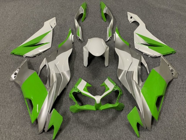 Mejores Carenados Moto Kawasaki ZX6R 2019-2022 - Blanco Plata Verde