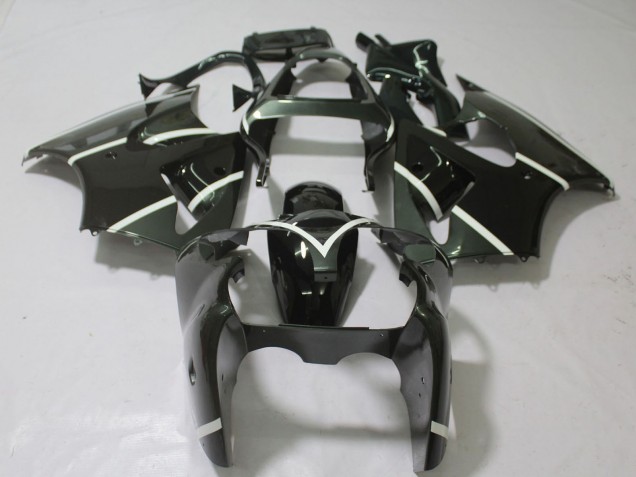 Mejores Carenados Moto Kawasaki ZX6R 2000-2002 - Negro Brillante Blanco