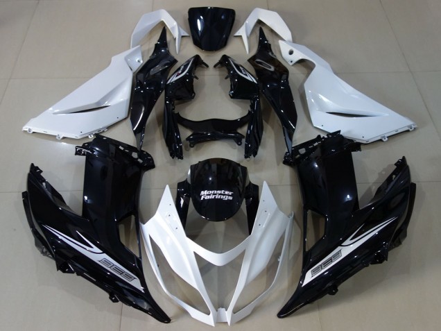 Mejores Carenado Moto Kawasaki ZX6R 2013-2018 - Blanco Negro Brillante