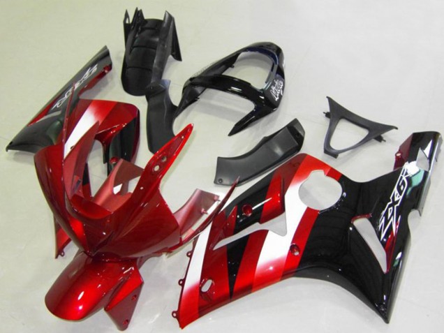 Mejores Carenados Moto Kawasaki ZX6R 2003-2004 - Rojo Blanco Negro Brillante