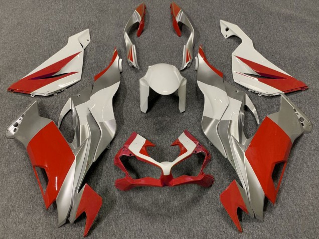Mejores Carenados Moto Kawasaki ZX6R 2019-2022 - Blanco Plata Rojo