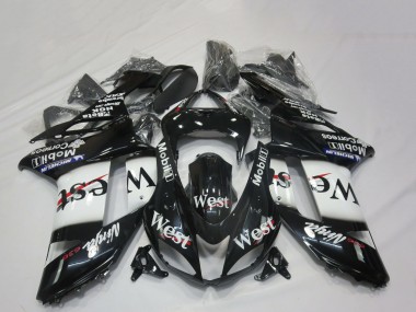 Mejores Carenados Moto Kawasaki ZX6R 2007-2008 - Negro Brillante Blanco West