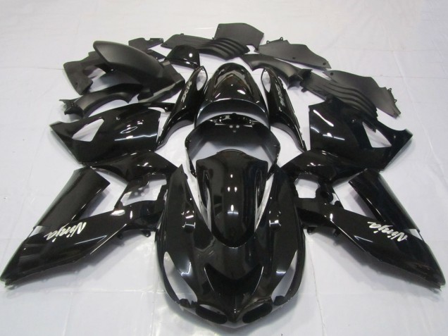 Mejores Carenados Moto Kawasaki ZX14R 2006-2011 - Negro Brillante Blanco Ninja