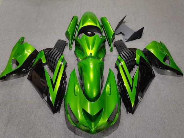 Mejores Carenados Moto Kawasaki ZX14R 2006-2011 - Verde Negro Brillante