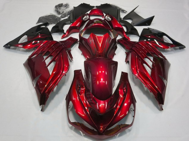 Mejores Carenado Moto Kawasaki ZX14R 2012-2024 - Rojo Negro Brillante